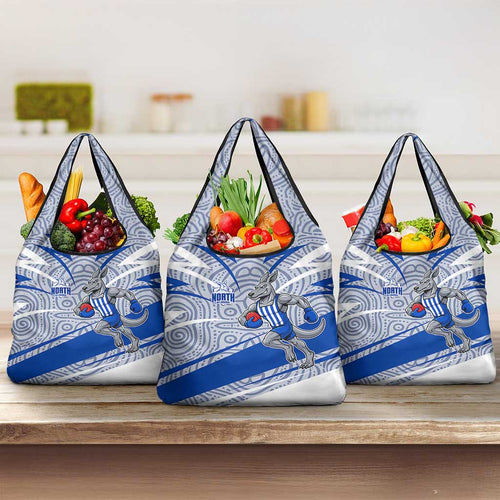 North Melbourne Kangaroos Australian Football Grocery Bag Kangaroo Mascot Design With Indigenous Pattern Art