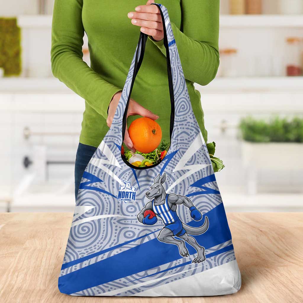 North Melbourne Kangaroos Australian Football Grocery Bag Kangaroo Mascot Design With Indigenous Pattern Art