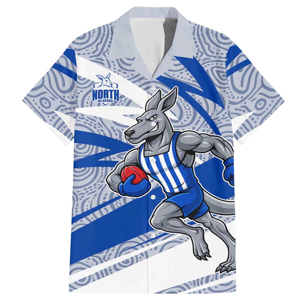 North Melbourne Kangaroos Australian Football Hawaiian Shirt Kangaroo Mascot Design With Indigenous Pattern Art