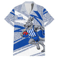 North Melbourne Kangaroos Australian Football Hawaiian Shirt Kangaroo Mascot Design With Indigenous Pattern Art