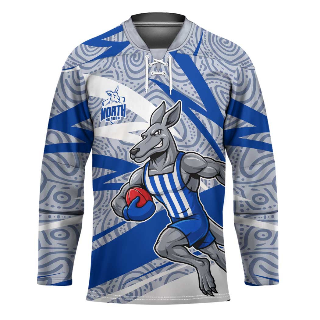 North Melbourne Kangaroos Australian Football Hockey Jersey Kangaroo Mascot Design With Indigenous Pattern Art