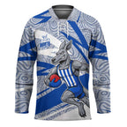 North Melbourne Kangaroos Australian Football Hockey Jersey Kangaroo Mascot Design With Indigenous Pattern Art