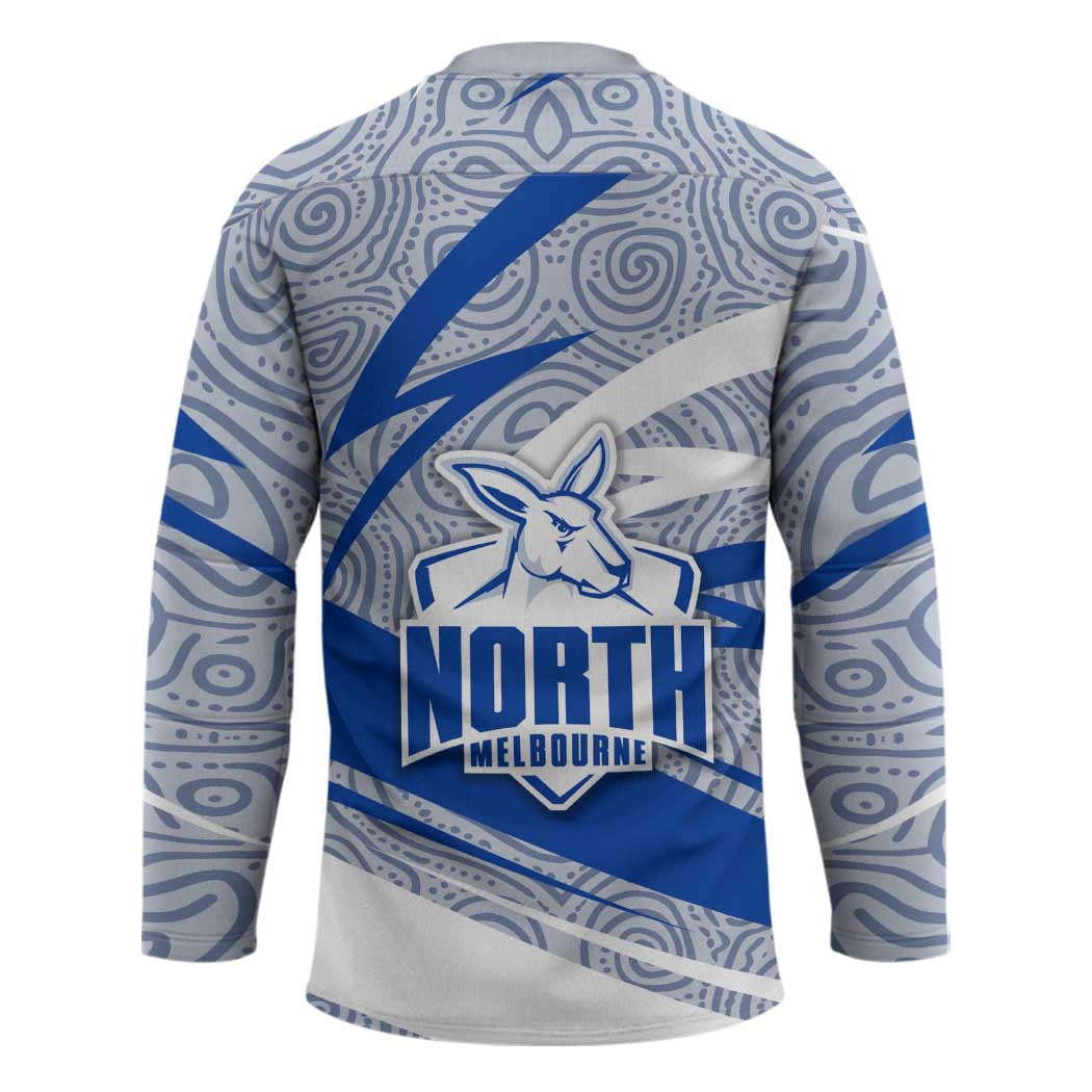 North Melbourne Kangaroos Australian Football Hockey Jersey Kangaroo Mascot Design With Indigenous Pattern Art
