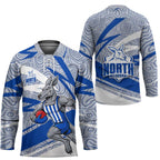 North Melbourne Kangaroos Australian Football Hockey Jersey Kangaroo Mascot Design With Indigenous Pattern Art