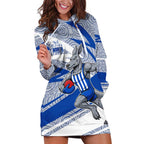 North Melbourne Kangaroos Australian Football Hoodie Dress Kangaroo Mascot Design With Indigenous Pattern Art