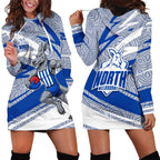 North Melbourne Kangaroos Australian Football Hoodie Dress Kangaroo Mascot Design With Indigenous Pattern Art