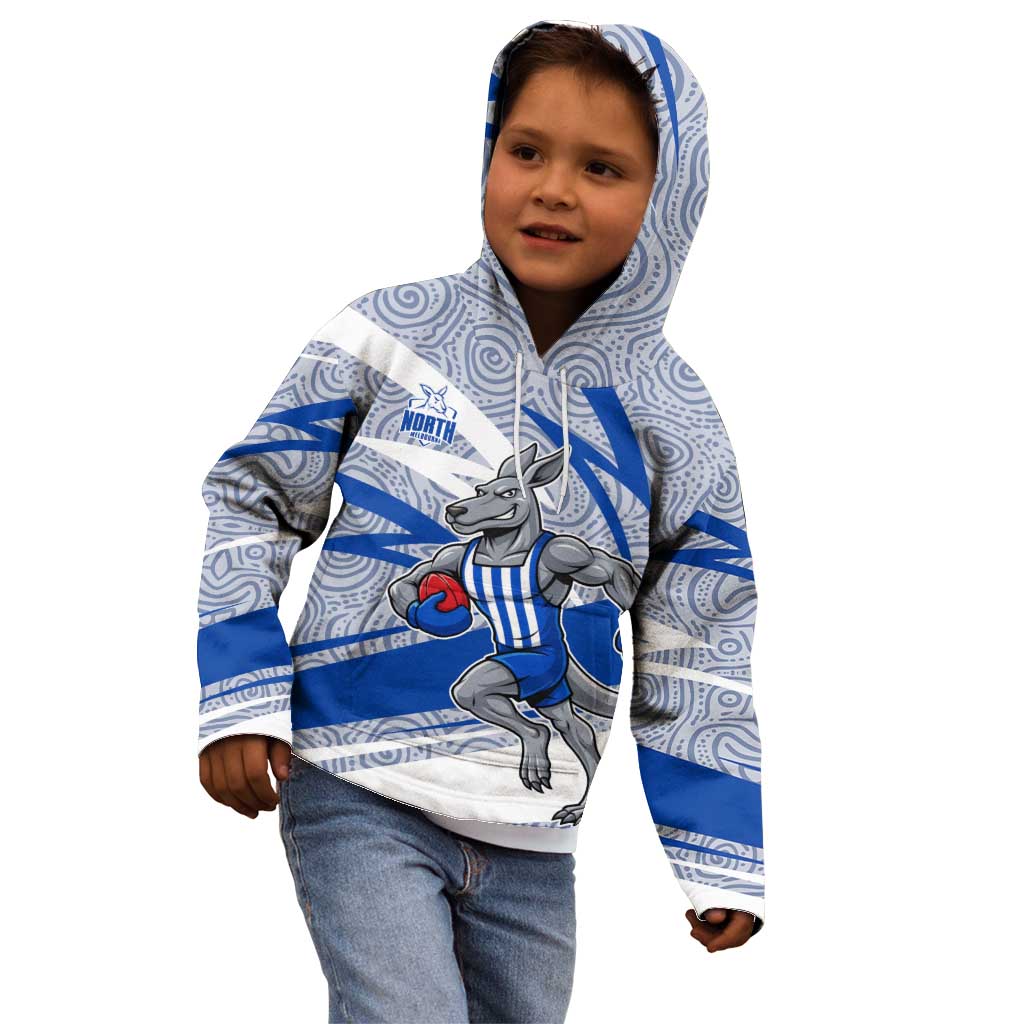 North Melbourne Kangaroos Australian Football Kid Hoodie Kangaroo Mascot Design With Indigenous Pattern Art