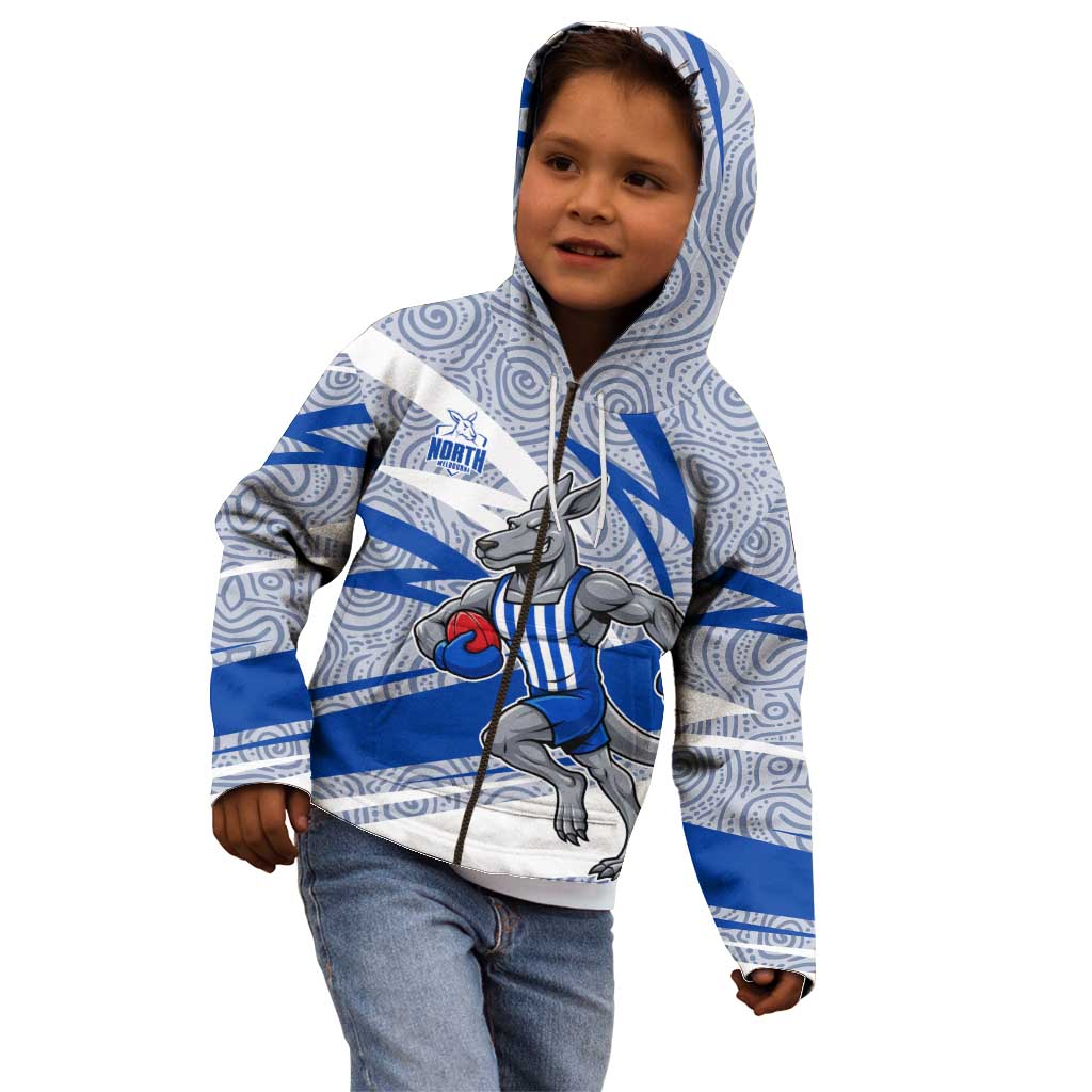 North Melbourne Kangaroos Australian Football Kid Hoodie Kangaroo Mascot Design With Indigenous Pattern Art