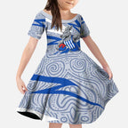 North Melbourne Kangaroos Australian Football Kid Short Sleeve Dress Kangaroo Mascot Design With Indigenous Pattern Art