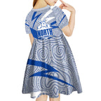 North Melbourne Kangaroos Australian Football Kid Short Sleeve Dress Kangaroo Mascot Design With Indigenous Pattern Art