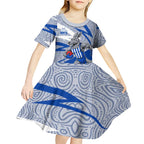 North Melbourne Kangaroos Australian Football Kid Short Sleeve Dress Kangaroo Mascot Design With Indigenous Pattern Art