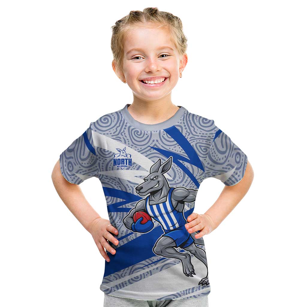 North Melbourne Kangaroos Australian Football Kid T Shirt Kangaroo Mascot Design With Indigenous Pattern Art