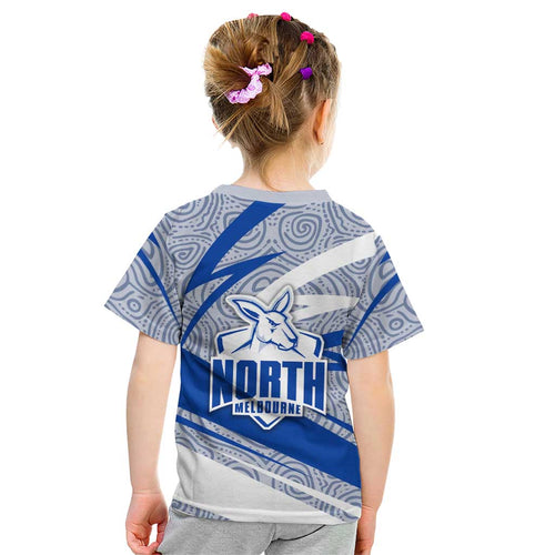 North Melbourne Kangaroos Australian Football Kid T Shirt Kangaroo Mascot Design With Indigenous Pattern Art