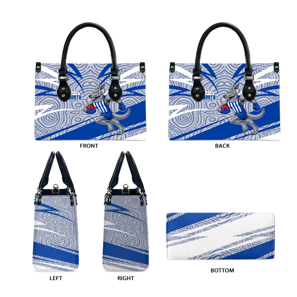 North Melbourne Kangaroos Australian Football Leather Bag Kangaroo Mascot Design With Indigenous Pattern Art