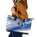 North Melbourne Kangaroos Australian Football Leather Tote Bag Kangaroo Mascot Design With Indigenous Pattern Art