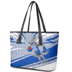 North Melbourne Kangaroos Australian Football Leather Tote Bag Kangaroo Mascot Design With Indigenous Pattern Art