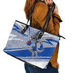 North Melbourne Kangaroos Australian Football Leather Tote Bag Kangaroo Mascot Design With Indigenous Pattern Art