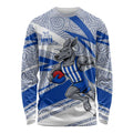 North Melbourne Kangaroos Australian Football Long Sleeve Shirt Kangaroo Mascot Design With Indigenous Pattern Art