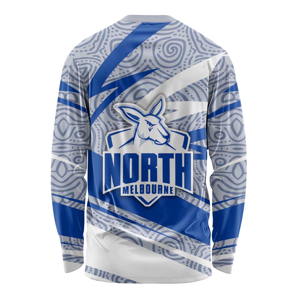 North Melbourne Kangaroos Australian Football Long Sleeve Shirt Kangaroo Mascot Design With Indigenous Pattern Art