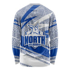 North Melbourne Kangaroos Australian Football Long Sleeve Shirt Kangaroo Mascot Design With Indigenous Pattern Art