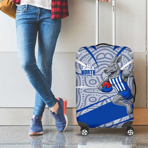 North Melbourne Kangaroos Australian Football Luggage Cover Kangaroo Mascot Design With Indigenous Pattern Art