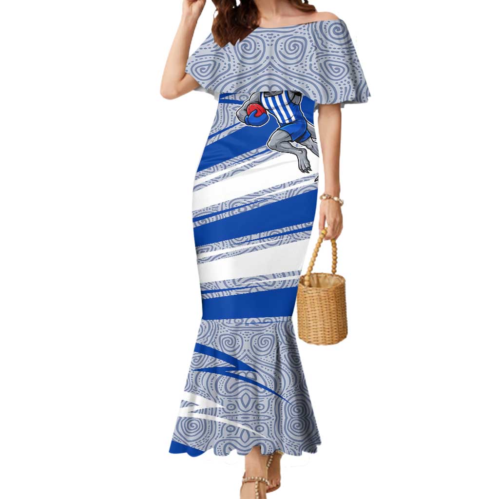 North Melbourne Kangaroos Australian Football Mermaid Dress Kangaroo Mascot Design With Indigenous Pattern Art