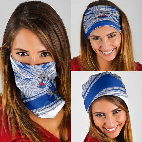 North Melbourne Kangaroos Australian Football Neck Gaiter Kangaroo Mascot Design With Indigenous Pattern Art