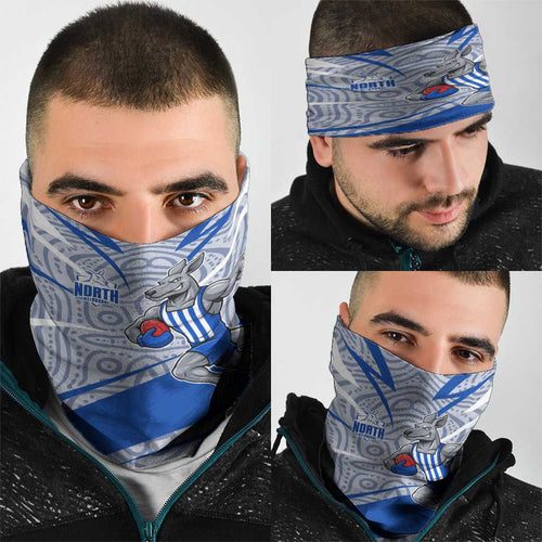 North Melbourne Kangaroos Australian Football Neck Gaiter Kangaroo Mascot Design With Indigenous Pattern Art