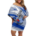 North Melbourne Kangaroos Australian Football Off Shoulder Short Dress Kangaroo Mascot Design With Indigenous Pattern Art