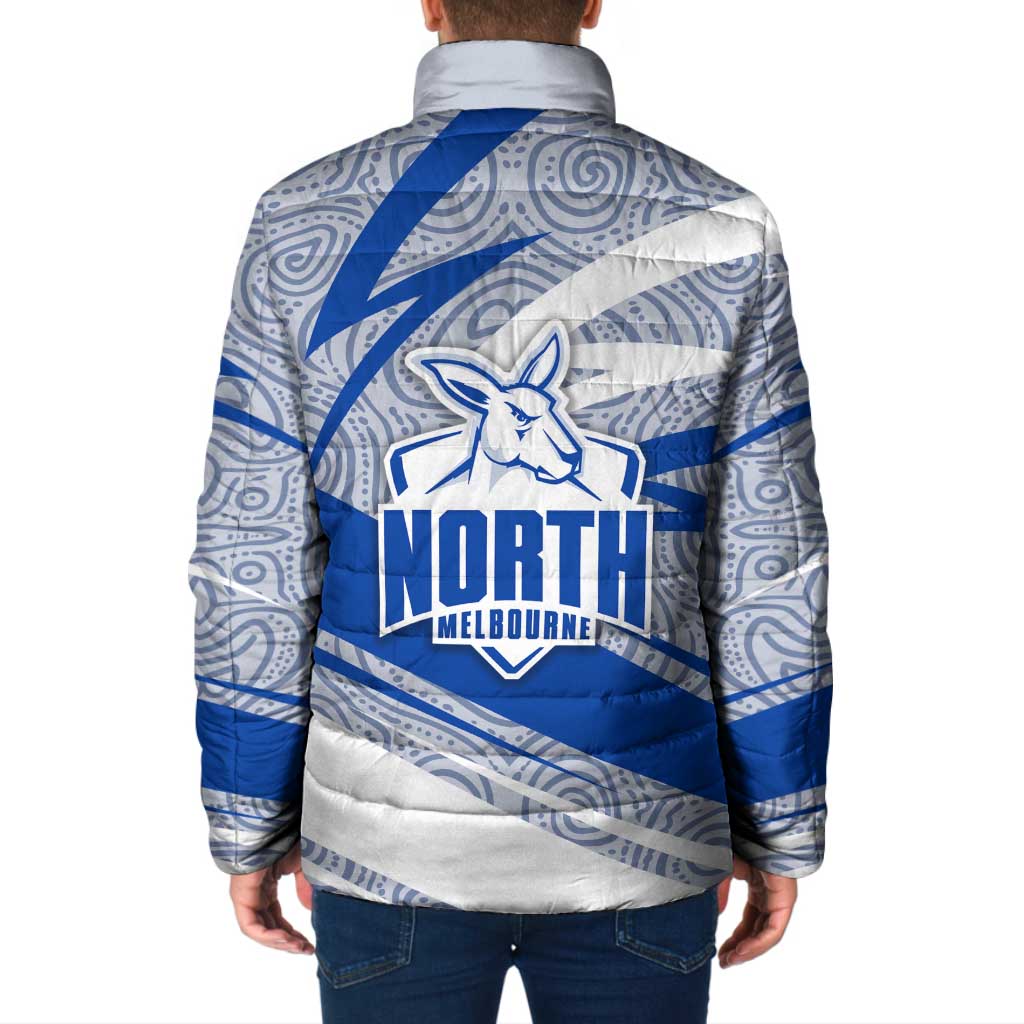 North Melbourne Kangaroos Australian Football Padded Jacket Kangaroo Mascot Design With Indigenous Pattern Art