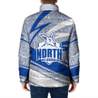 North Melbourne Kangaroos Australian Football Padded Jacket Kangaroo Mascot Design With Indigenous Pattern Art