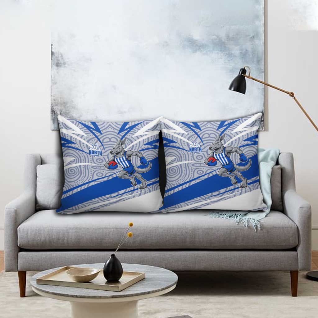 North Melbourne Kangaroos Australian Football Pillow Cover Kangaroo Mascot Design With Indigenous Pattern Art