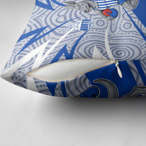 North Melbourne Kangaroos Australian Football Pillow Cover Kangaroo Mascot Design With Indigenous Pattern Art