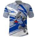 North Melbourne Kangaroos Australian Football Polo Shirt Kangaroo Mascot Design With Indigenous Pattern Art