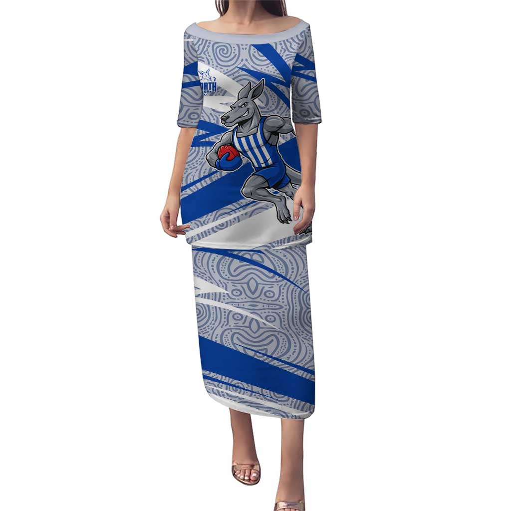 North Melbourne Kangaroos Australian Football Puletasi Kangaroo Mascot Design With Indigenous Pattern Art