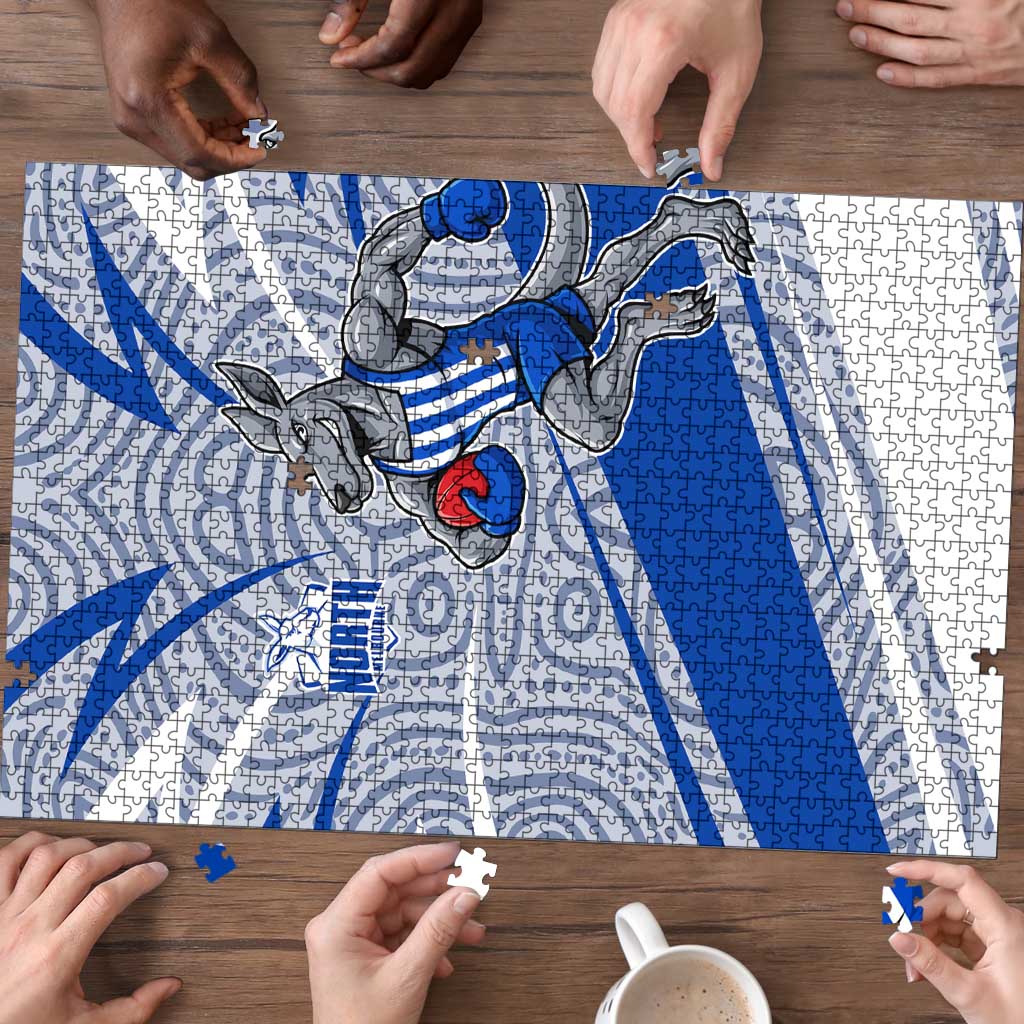 North Melbourne Kangaroos Australian Football Puzzle Kangaroo Mascot Design With Indigenous Pattern Art