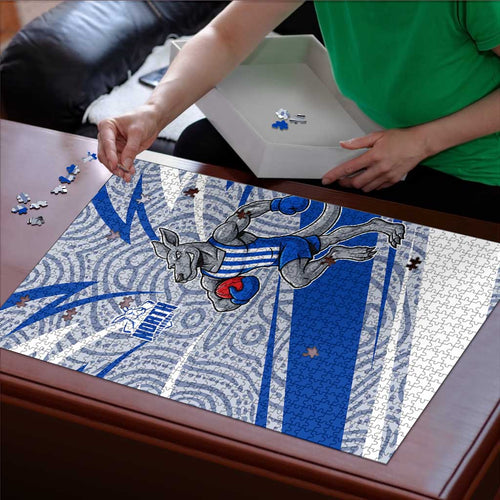North Melbourne Kangaroos Australian Football Puzzle Kangaroo Mascot Design With Indigenous Pattern Art
