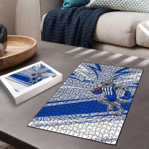 North Melbourne Kangaroos Australian Football Puzzle Kangaroo Mascot Design With Indigenous Pattern Art