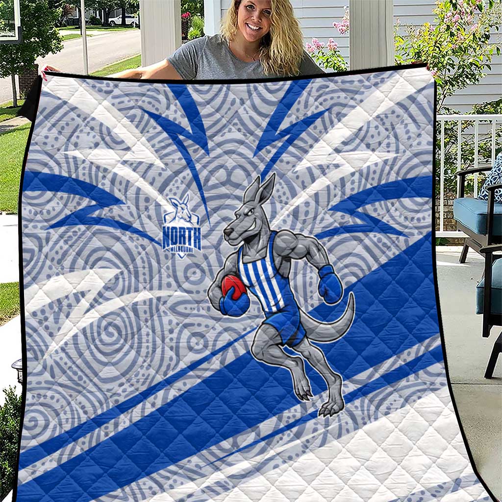 North Melbourne Kangaroos Australian Football Quilt Kangaroo Mascot Design With Indigenous Pattern Art