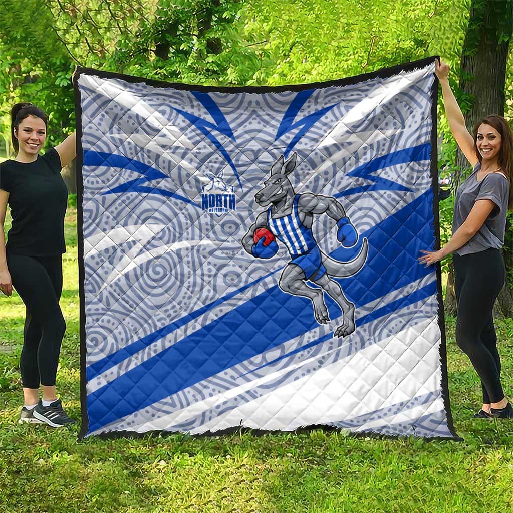 North Melbourne Kangaroos Australian Football Quilt Kangaroo Mascot Design With Indigenous Pattern Art