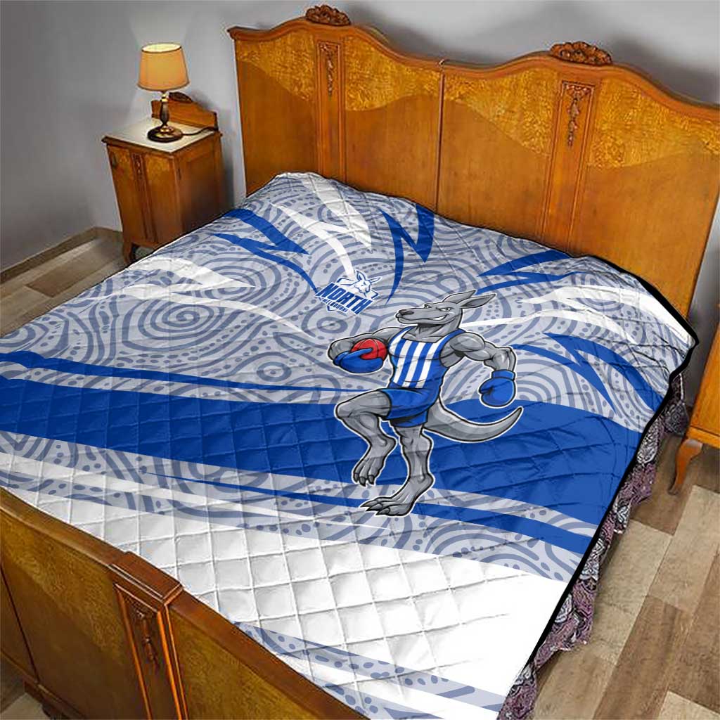 North Melbourne Kangaroos Australian Football Quilt Kangaroo Mascot Design With Indigenous Pattern Art