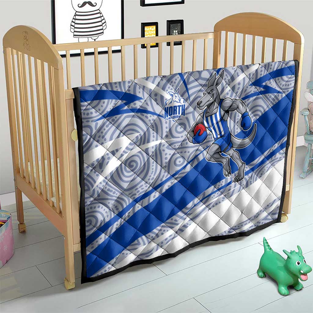 North Melbourne Kangaroos Australian Football Quilt Kangaroo Mascot Design With Indigenous Pattern Art