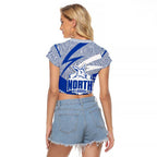 North Melbourne Kangaroos Australian Football Raglan Cropped T Shirt Kangaroo Mascot Design With Indigenous Pattern Art
