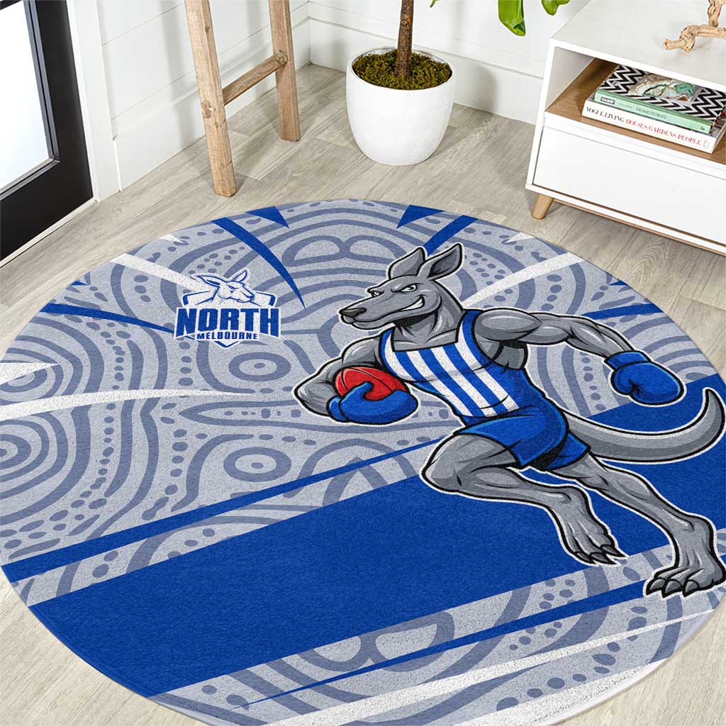 North Melbourne Kangaroos Australian Football Round Carpet Kangaroo Mascot Design With Indigenous Pattern Art