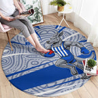 North Melbourne Kangaroos Australian Football Round Carpet Kangaroo Mascot Design With Indigenous Pattern Art