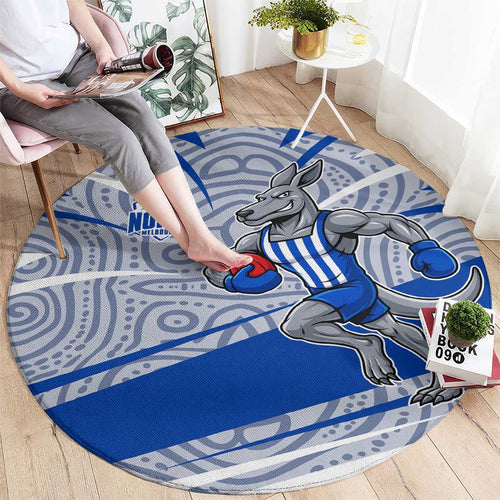 North Melbourne Kangaroos Australian Football Round Carpet Kangaroo Mascot Design With Indigenous Pattern Art