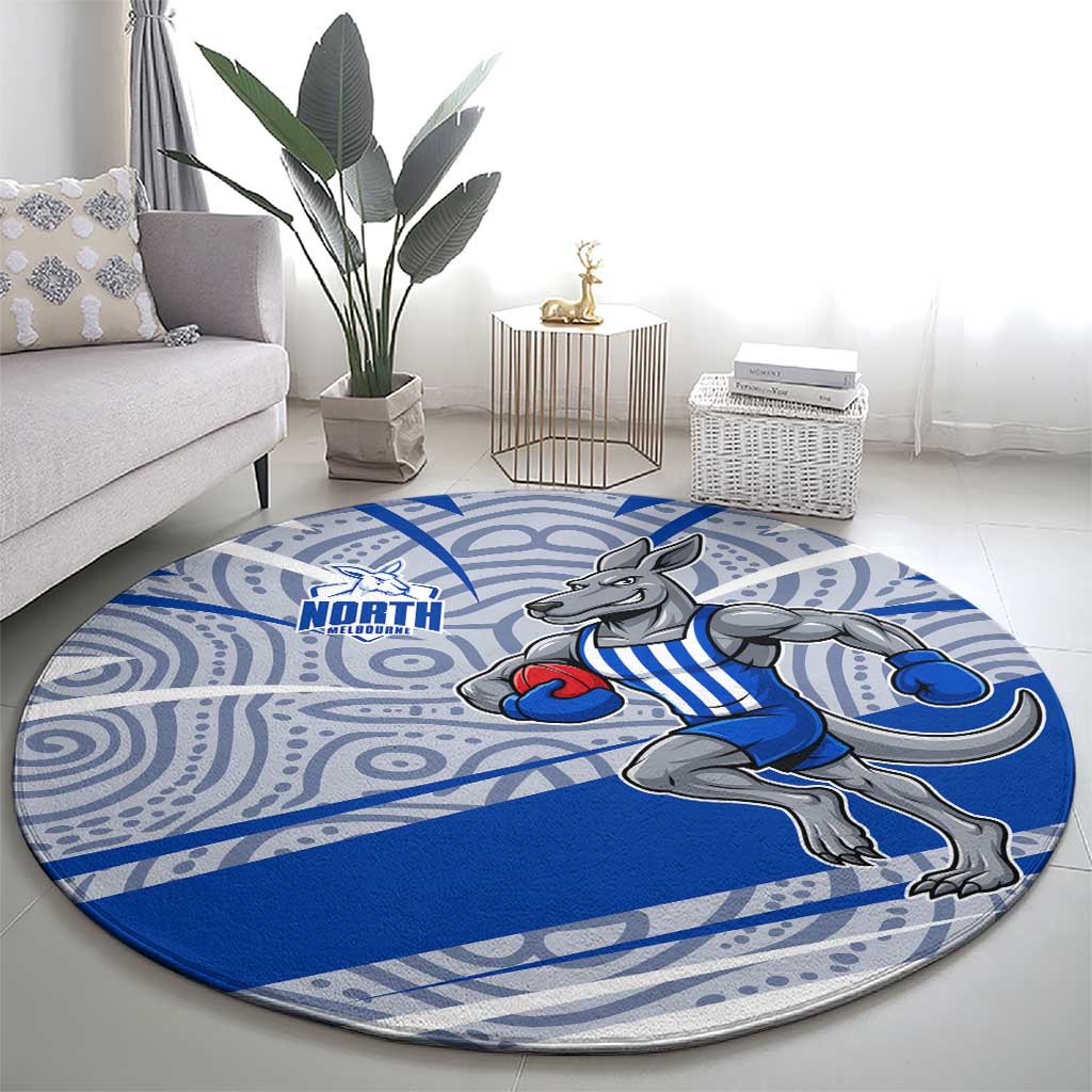 North Melbourne Kangaroos Australian Football Round Carpet Kangaroo Mascot Design With Indigenous Pattern Art