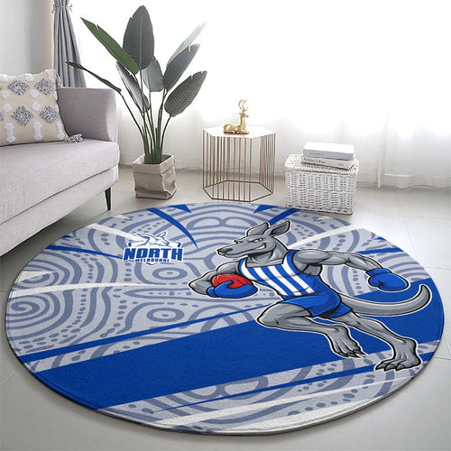 North Melbourne Kangaroos Australian Football Round Carpet Kangaroo Mascot Design With Indigenous Pattern Art