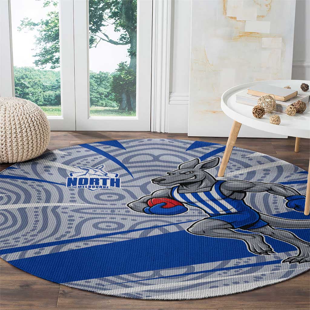 North Melbourne Kangaroos Australian Football Round Carpet Kangaroo Mascot Design With Indigenous Pattern Art