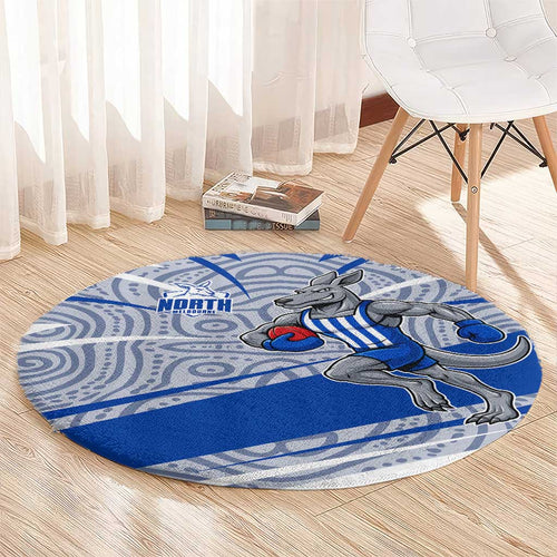 North Melbourne Kangaroos Australian Football Round Carpet Kangaroo Mascot Design With Indigenous Pattern Art